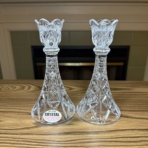 Lead Crystal Candle Holders-Pair of 2 Made in the USA